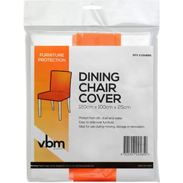 Dining chair fitted dust cover, designed for moving and protecting upholstery from dirt and damage.