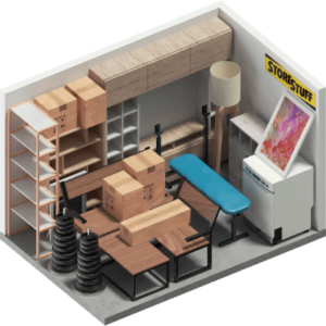 Floor plan for a 3-bedroom storage unit at StoreStuff, showcasing the capacity for household items, appliances, and boxes, tailored for family storage needs in Wellington.