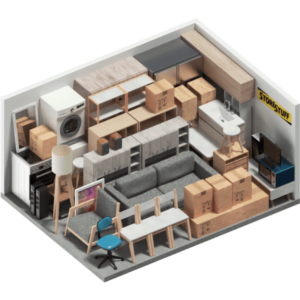 Spatial diagram representing storage capacity for large house contents at StoreStuff Wellington, ideal for storing furniture, appliances, and numerous boxes.